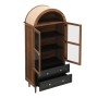 okwish Kommode mit Gewölbtem Glas Verstellbaren Regalen Wohnzimmer 70x38x165cm Schwarz_4