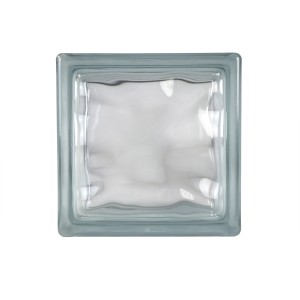 Klarer Glasstein Wolke 14,5x14,5x8cm für Innen & Außen. Glasbaustein mit Wolken Design.