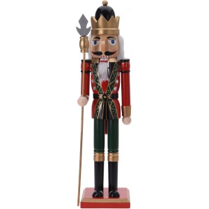 Holz Nussknacker, 50 cm, rot/grün, Weihnachtsdekoration.