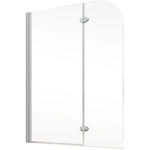 Schulte Badewannenaufsatz, 2-teilig, Alu Natur, 140x112 cm, Echtglas klar hell. Für Badewannen als Duschabtrennung.