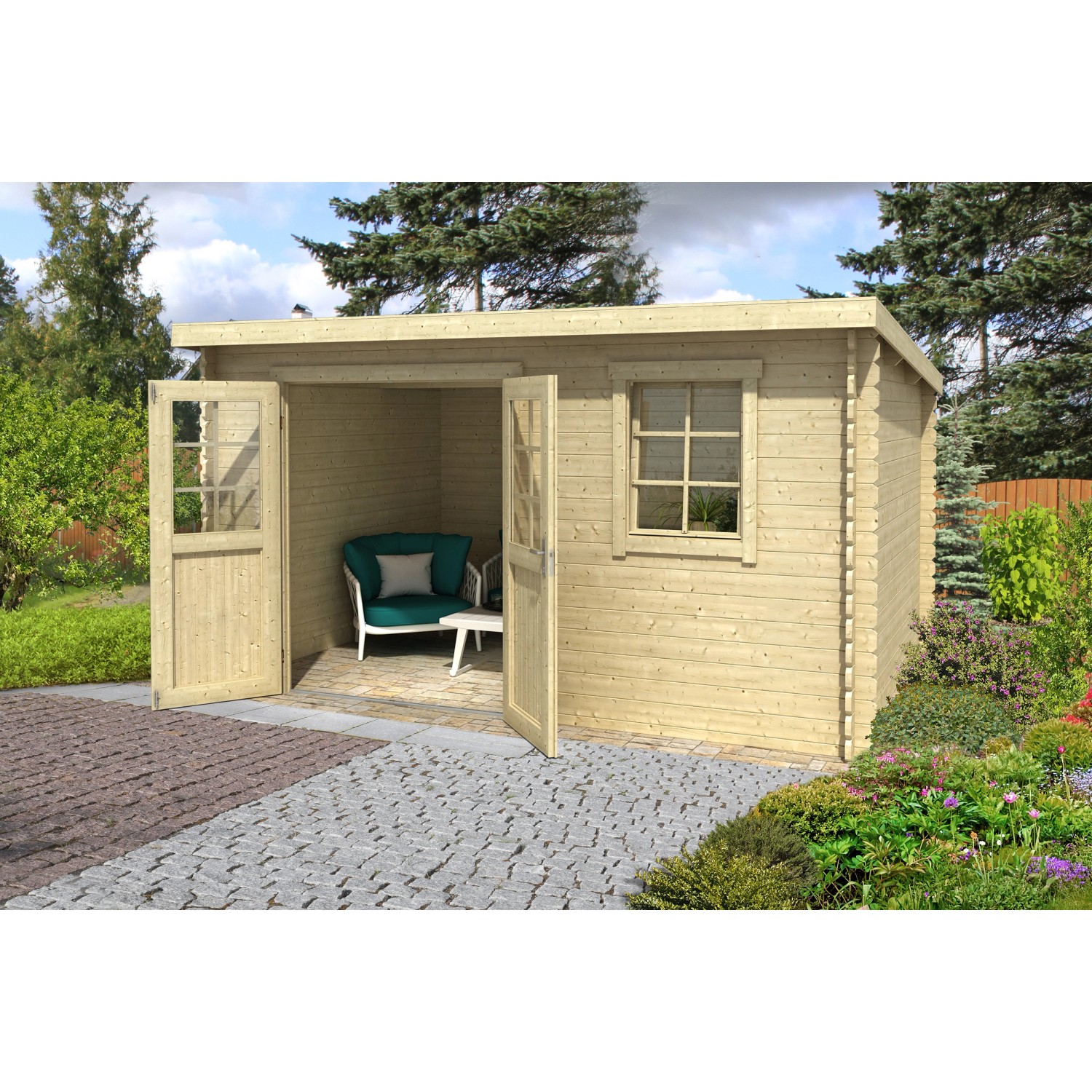 Lasita Holz-Gartenhaus Amira 230 Natur 400 cm x 268,7 cm kaufen bei OBI