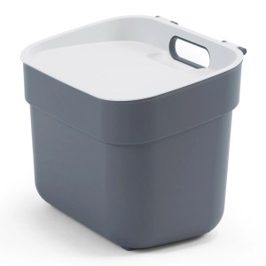Curver Biomülleimer Ready to Collect, 5 l, dunkelgrau, mit weißem Deckel und Griff.