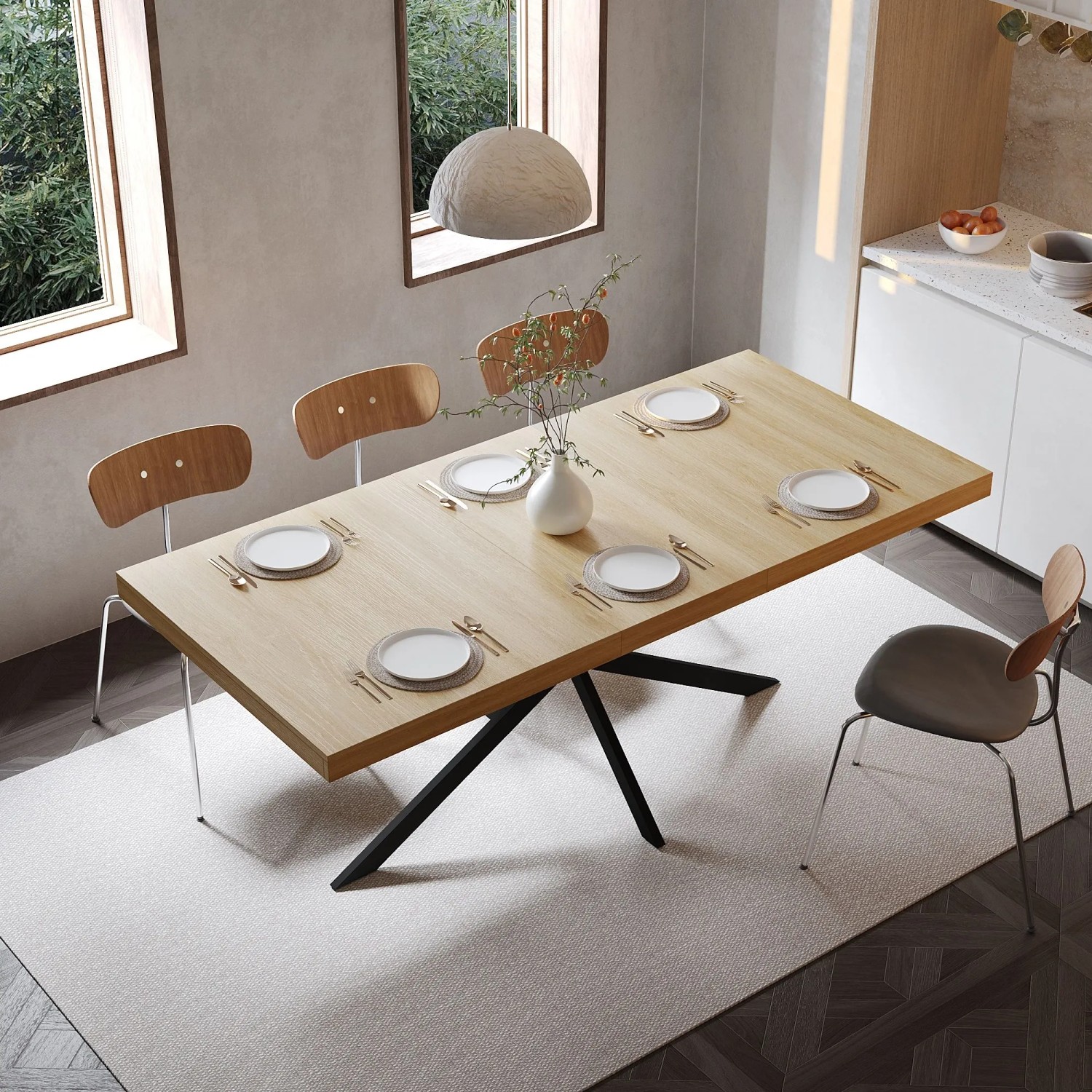 okwish Esstisch mit Ausziehfunktion Stauraum Esszimmer 180x76x80cm Natur kaufen bei OBI