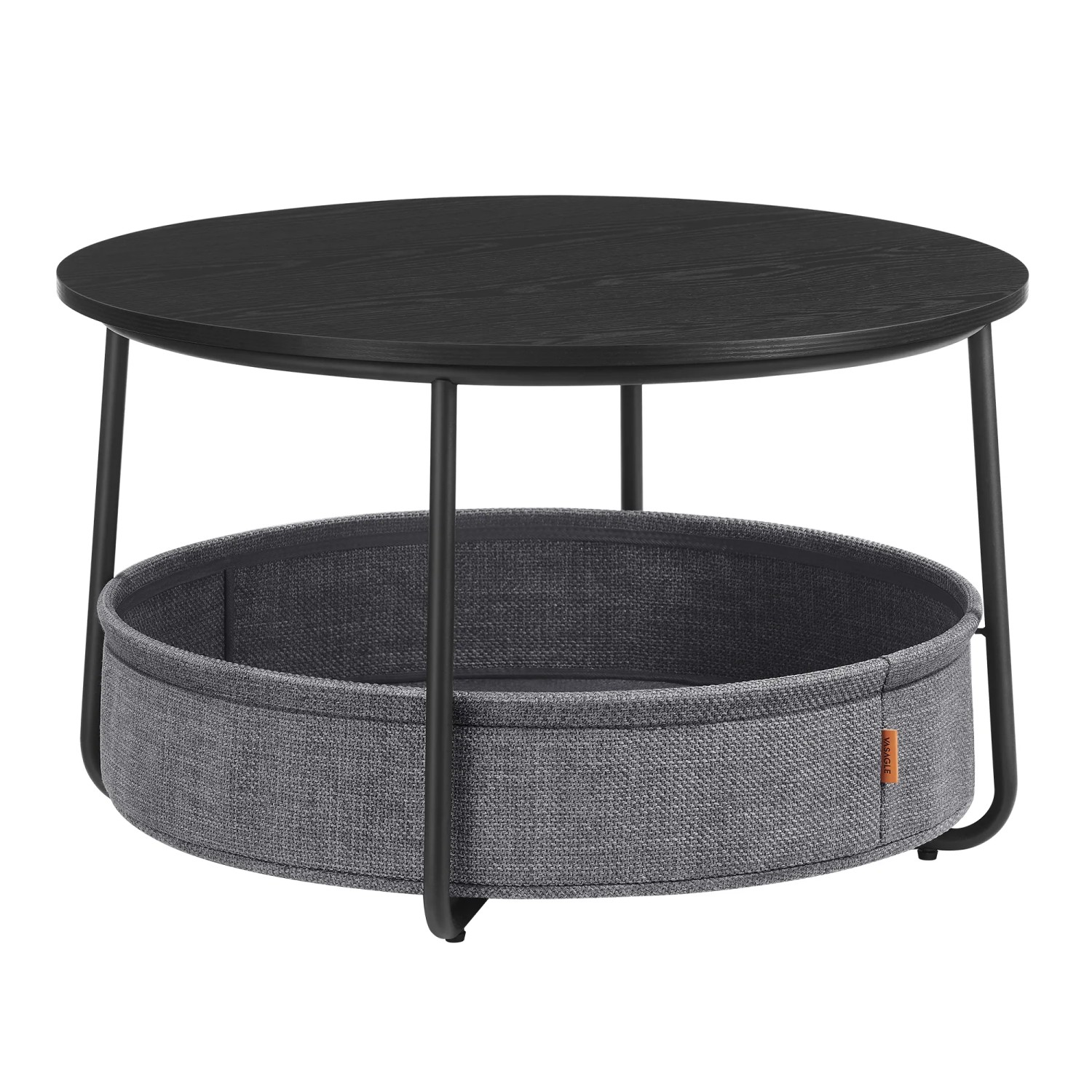 Vasagle Couchtisch mit Stoff-Korb Ø 75 cm x 45 cm Schwarz-Grau kaufen bei OBI