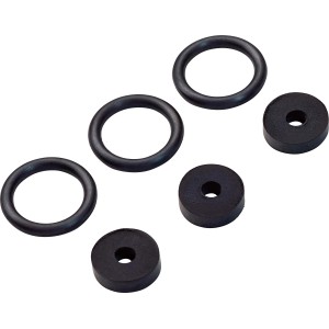 Dichtungs-Set für Ventile, 6-teilig, bestehend aus Dichtungsringen und Hahnscheiben.