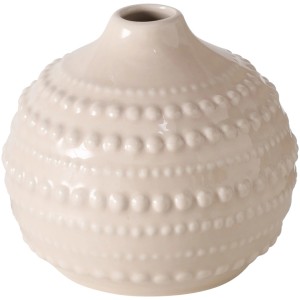 Beige Boltze Vase Meruna, 10 cm, mit Punktmuster aus Porzellan.