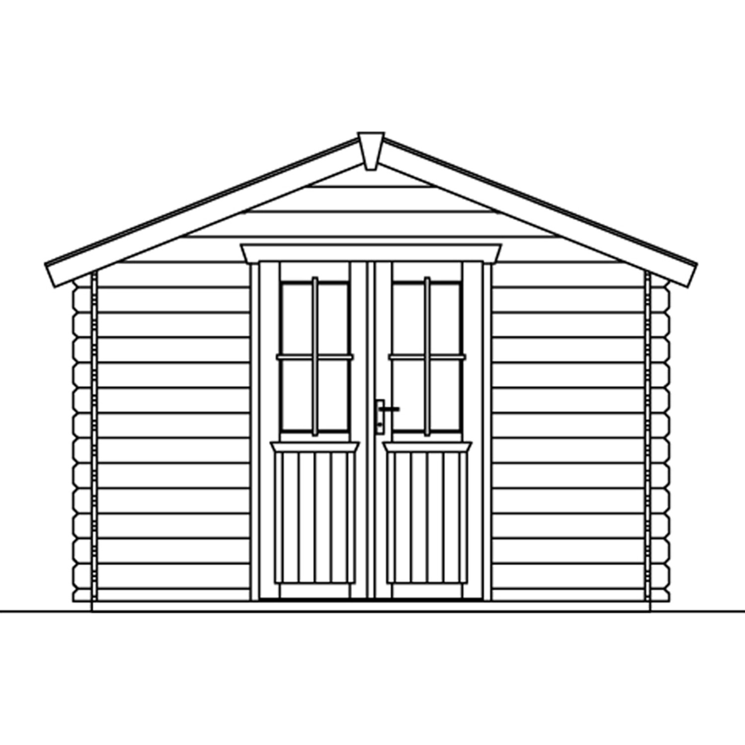 Holz-Gartenhaus Faro 2 von Skan Holz, naturbelassen, mit Doppeltür. Ideal zur Aufbewahrung im Garten.