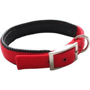 Rotes Heim Hundehalsband, Gurtband mit weicher Fütterung, 18 mm breit, 50 cm lang.