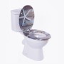 Sinobath WC-Sitz mit Absenkautomatik. Weißer Seestern auf rustikaler Holzoptik. Maritimes Design für die Toilette.