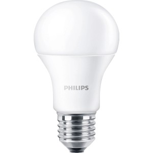 Philips LED-Lampe E27, 9W, warmweiß, 2er-Pack. Energiesparende Glühlampenform.