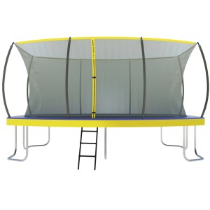 Zero Gravity Outdoor Trampolin 457x305cm TÜV GS Smartes Klappnetz mit Leiter und Bodenanker