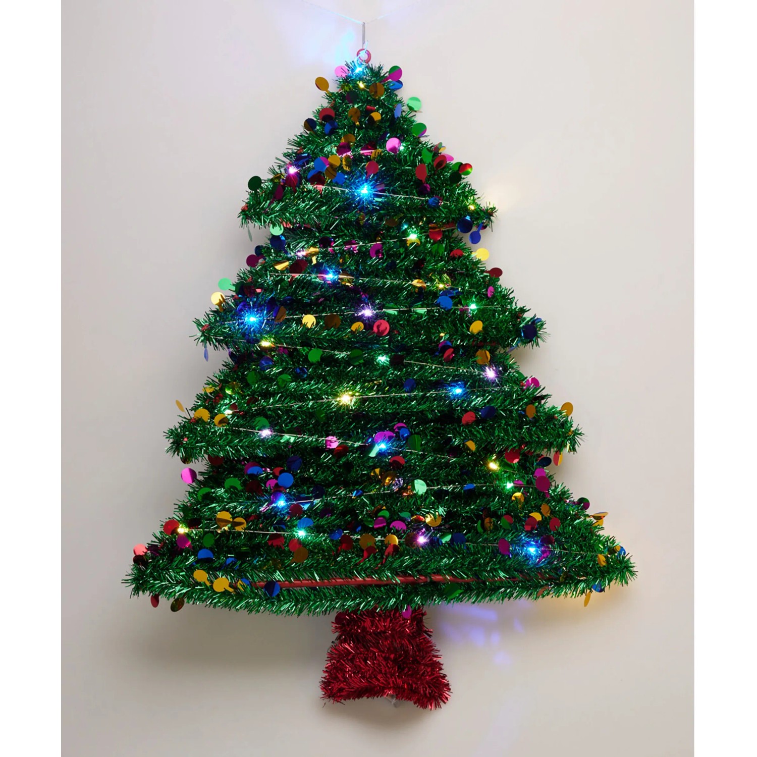 Weihnachtsbaum mit LEDs aus Lametta 57 x 43 x 1 cm Grün kaufen bei OBI