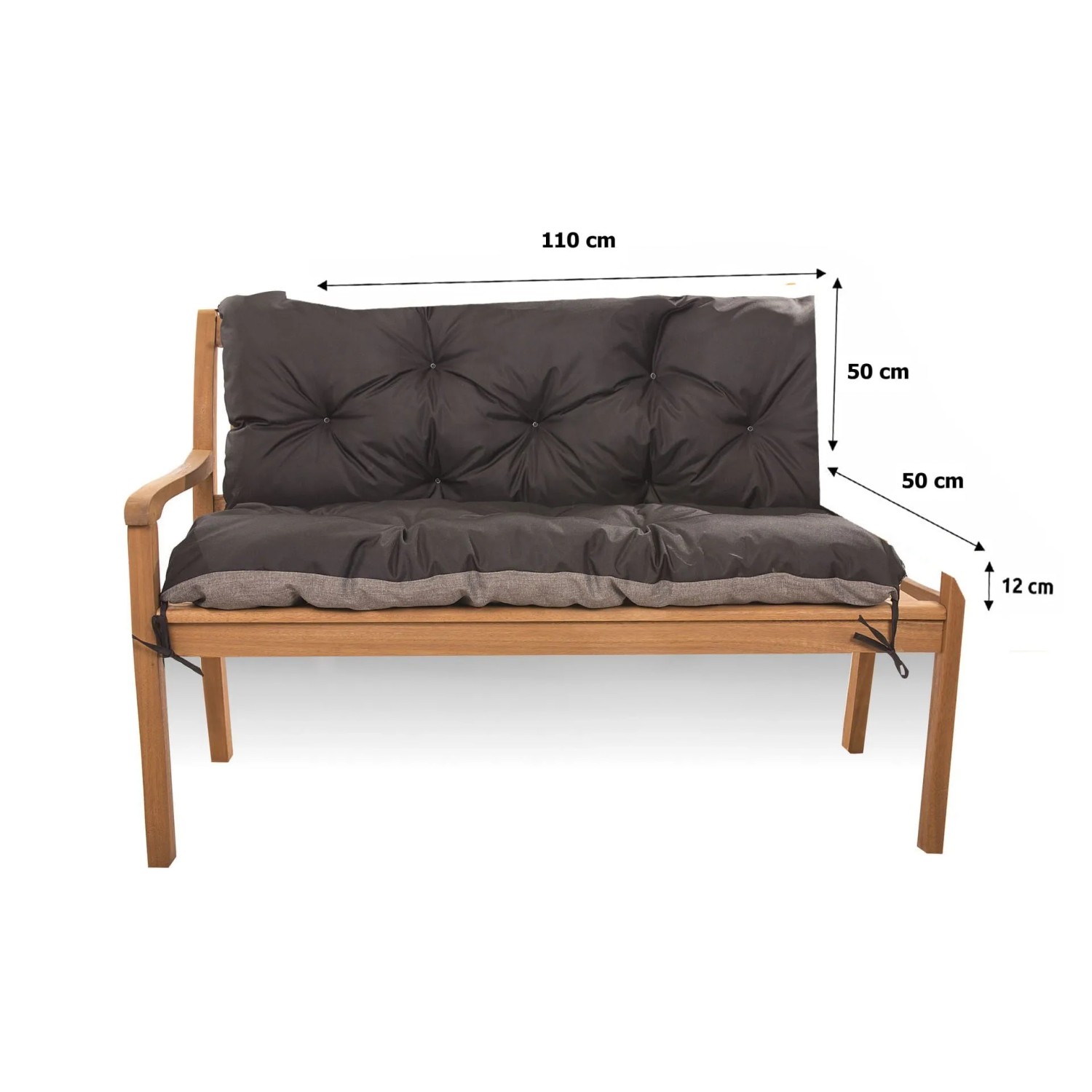 Setgarden Double Outdoor Kissen Bankauflage 110x50x50cm Kissen Für 2-Sitzer Bänke 1tlg Schwarz_3