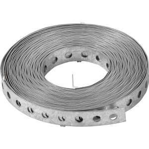 Feuerverzinktes Lochband, 17mm x 10m, aufgerollt. Ideal für Holzkonstruktionen und Winkelverbinder.