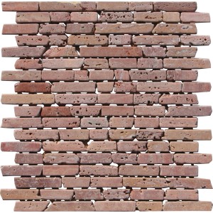 Mosaikmatte Verona Rot aus Naturstein, Stäbchenoptik, 30,5x30,5 cm.