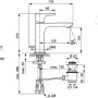 Technische Zeichnung: Ideal Standard Connect Air Waschtischarmatur, Maße und Details.