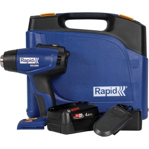 Rapid Akku-Heißluftpistole RX1000 18 V Set mit Akku, Ladegerät und Koffer.