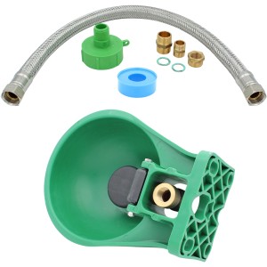 IBC Tränke mit Anschluss-Set DN 50: Tränke, Schlauch, Adapter und Dichtband für Regentonnen.