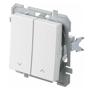 Tem Jalousieschalter-Einsatz Logiq Flat in Polarweiß mit Pfeilsymbolen für Rollladensteuerung.