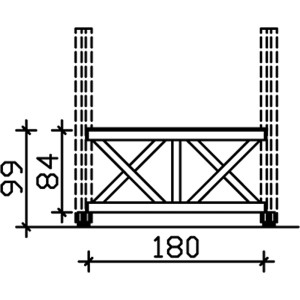 Technische Zeichnung: Skan Holz Brüstung Andreaskreuz, 180x84 cm, Fichte Natur, Zubehör für Lauben & Pavillons.