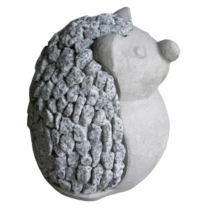 Dekorative Igel-Figur (22 cm) für den Garten, aus Zement mit Schiefer-Verzierung.