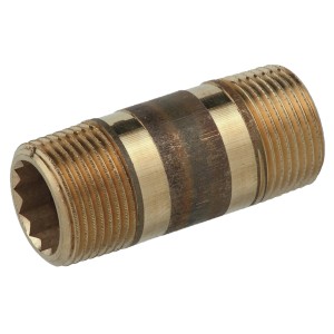 Kirchhoff Rohrdoppelnippel, 26,4 mm (3/4 AG) x 40 mm, blank, aus Messing für Gewindefittings.