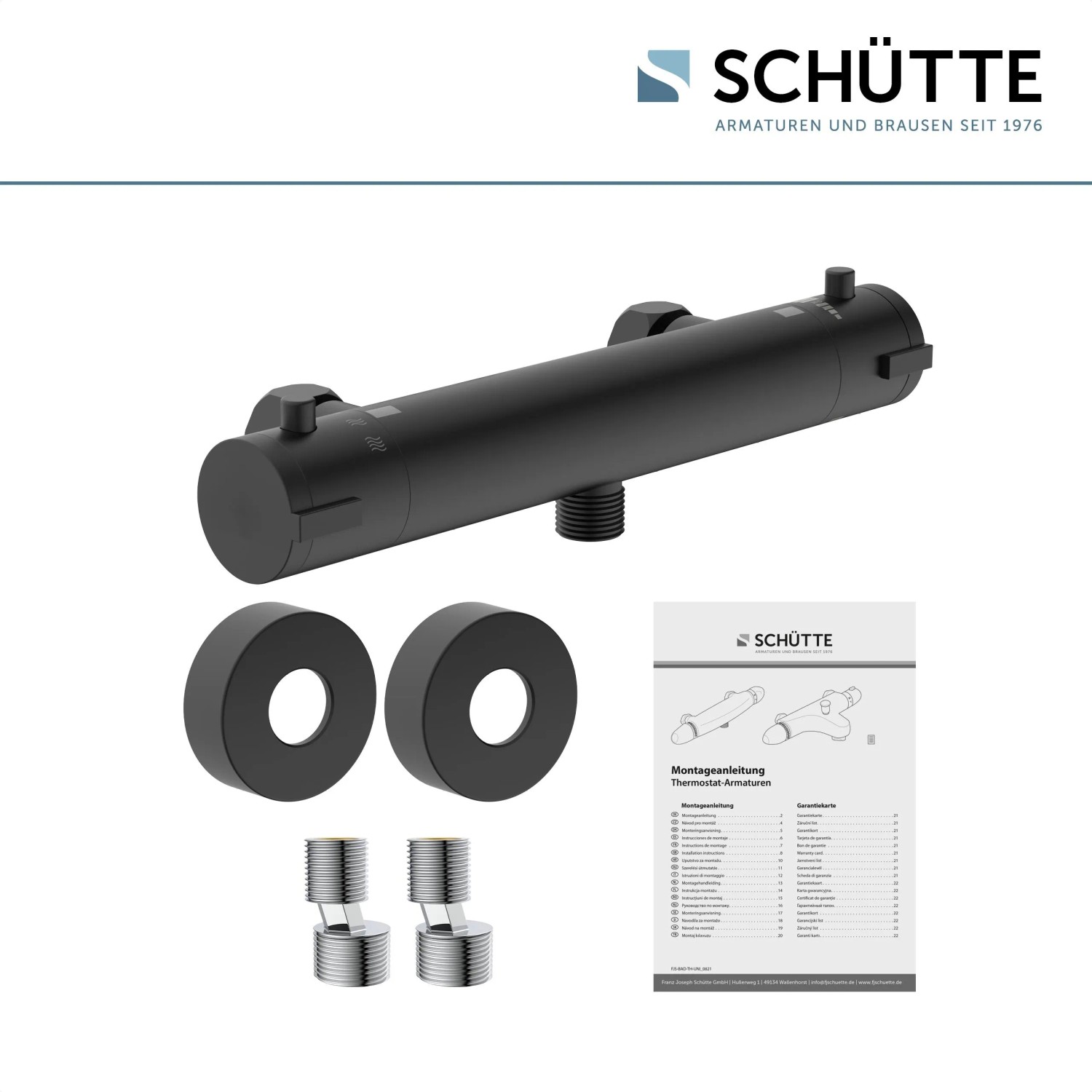Schütte Thermostat Duscharmatur London, Schwarz Matt, mit Montagezubehör und Anleitung.