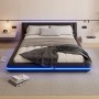 okwish Bodenbett 140x200cm mit LED Beleuchtung Schlafzimmer Schwarz ohne Matratze_3
