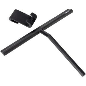 Wenko Badezimmerwischer Mola XXL, schwarz, mit Silikon-Hängevorrichtung und breiter Wischfläche.