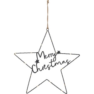 LED Dekohänger Stern Merry Christmas Schwarz