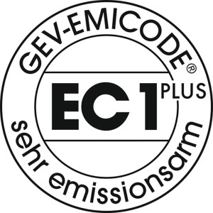 Emissionsarmes Cimsec Premium Fugenbunt mit GEV-EMICODE EC1 PLUS Siegel.