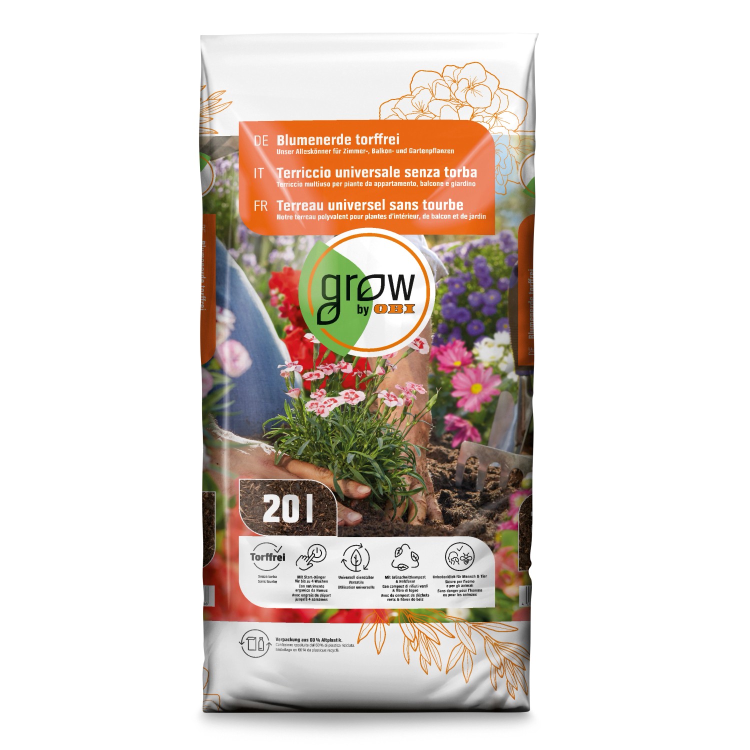 GROW by OBI Blumenerde Torffrei 20 l kaufen bei OBI