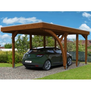 Skan Holz Carport Friesland Set 5 314 cm x 555 cm Nussbaum