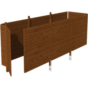 Skan Holz Abstellraum C5 Nussbaum für Carport: Holzschuppen mit Profilschalung und Pfostenankern.