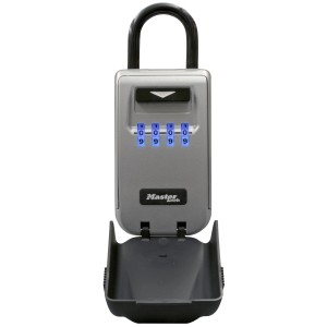 Master Lock Schlüsseltresor Select Access 5424EURD mit Bügelhalterung, geöffnet.