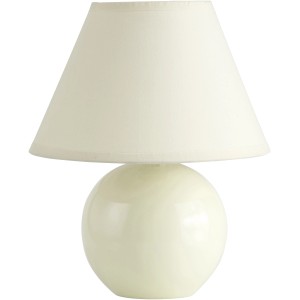 Beige Tischleuchte aus Keramik mit Stoffschirm für Wohnraum & Nachttisch.