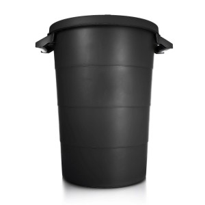 BigDean Wetterfeste Universaltonne Mit Deckel Und 2 Stabilen Tragegriffen 80 Liter SCHWARZ Regentonne Mülleimer Indoor Und Outdoor Geeignet Made