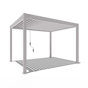 Freistehende Weide Classic Pergola aus Aluminium in Ivory Sand mit verstellbarem Lamellendach für Terrasse, 3x3,6m.