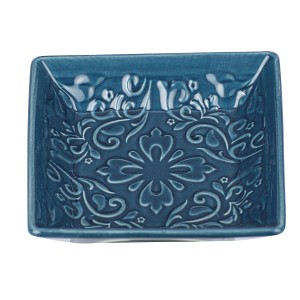 Wenko Seifenablage Cordoba aus Keramik, dunkelblau mit Ornamenten, 10,5x10,5cm.