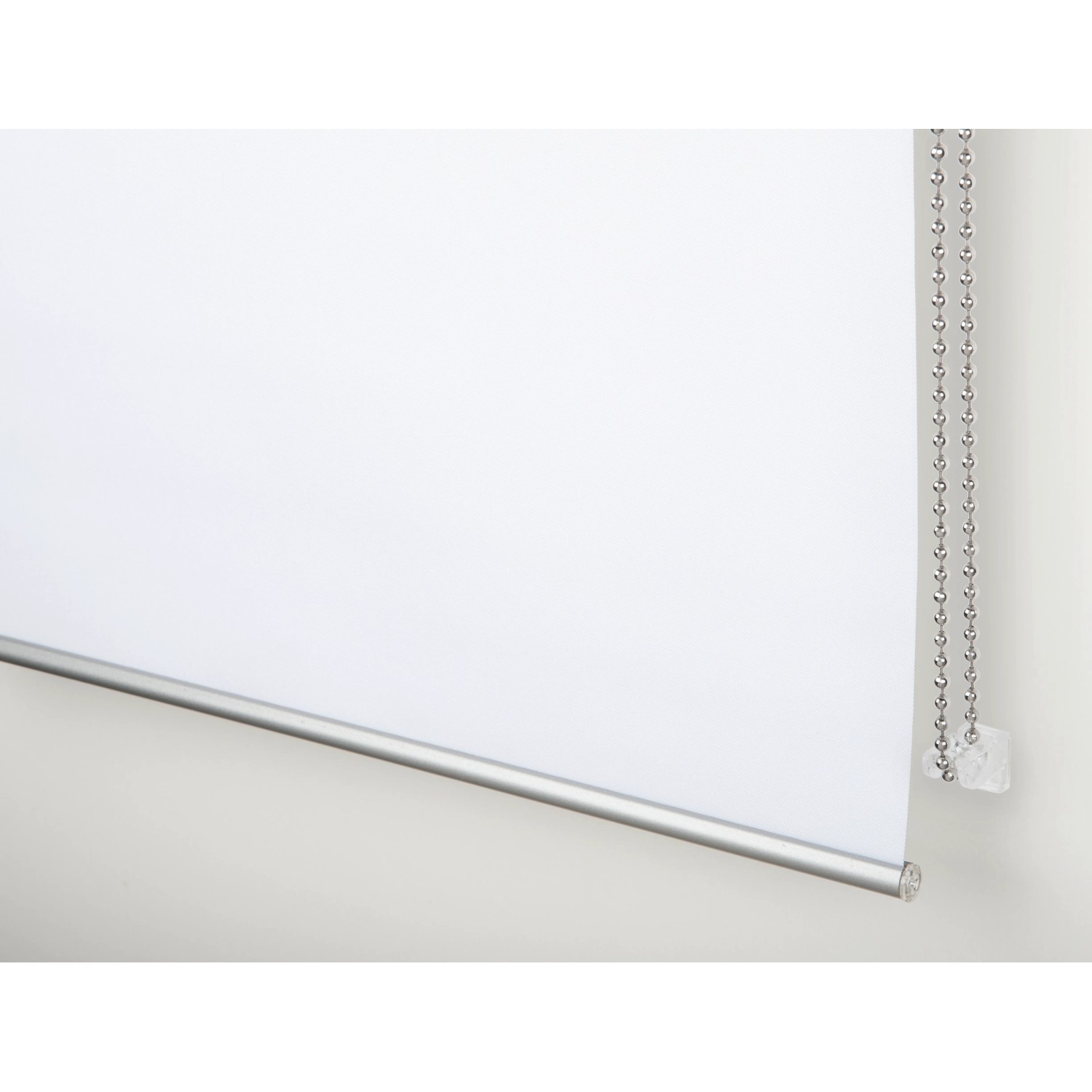 Gardinia Easyfix Rollo Premium, 45x150 cm, weiß, mit Metallkette und silbernem Unterprofil.