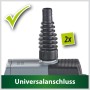 Heissner Teichpumpe: Detailaufnahme des Universalanschlusses, Zubehör für Teichpumpen.