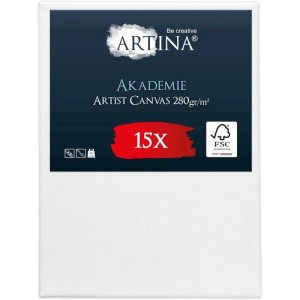 Artina Akademie Keilrahmen, 30x30cm, 15er Set, weiße Leinwand für Acryl- und Ölmalerei.