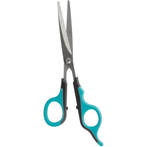 Trixie Fellschere, 18 cm, für die Hundefellpflege. Edelstahl mit türkis-schwarzem Griff.
