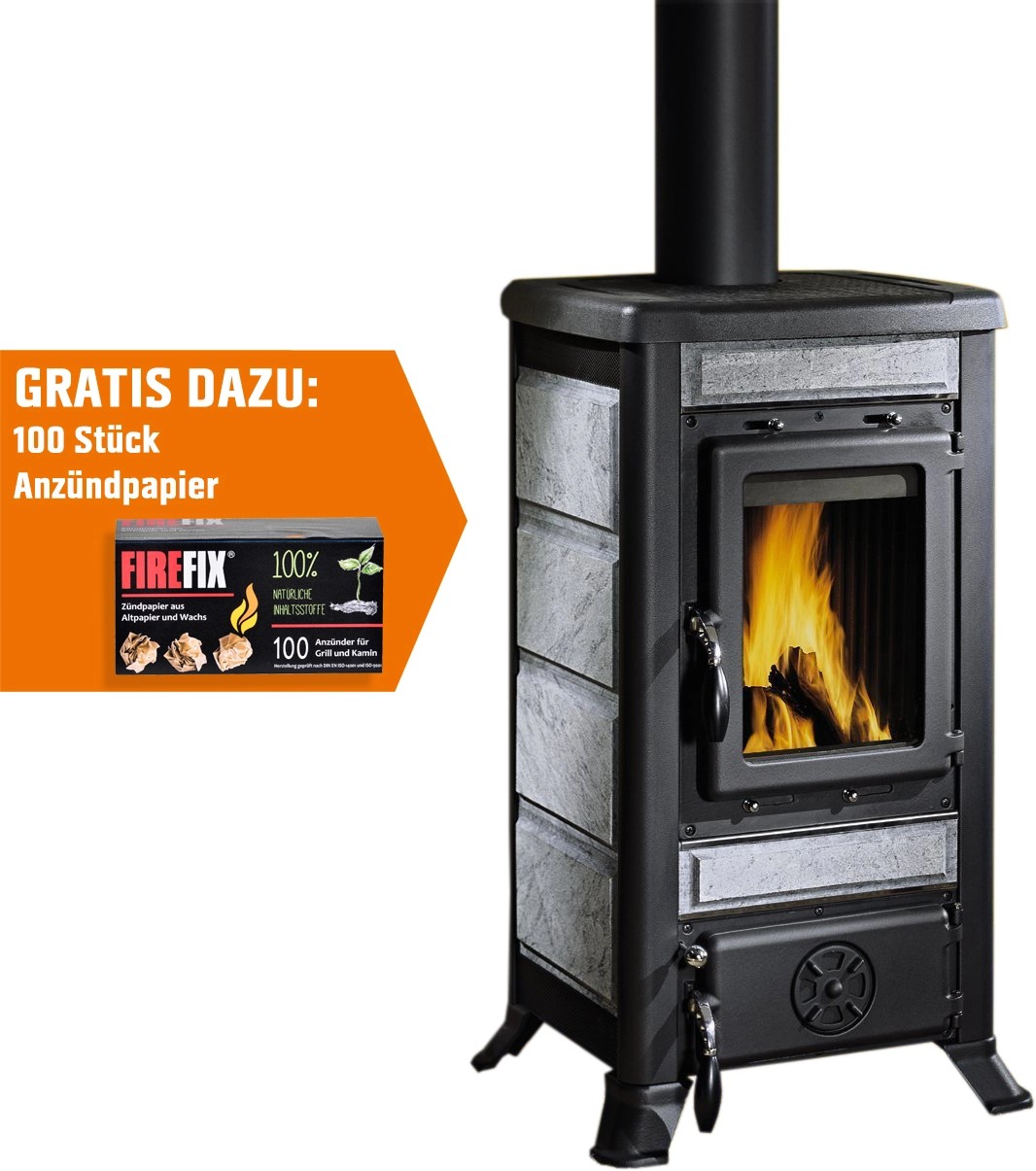 ANGEBOT A+ NEU UVP.899€ store KAMINOFEN MIT ABGASROHR