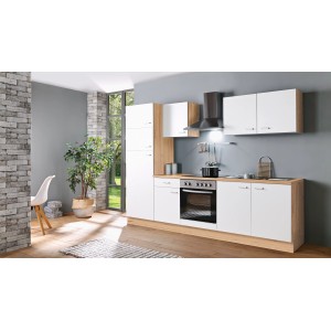 Menke Küchenzeile Artisan Classic 270 cm in Weiß und Artisan Eiche Nachbildung.