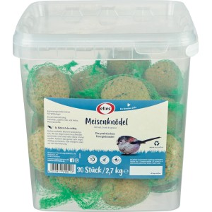 Elles Meisenknödel im Vorratseimer, 30 Stück Wildvogelfutter mit Netz.