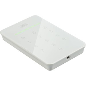 Weißes Burg-Wächter Keypad 2100 mit Touch-Tastatur für Alarmanlagen.