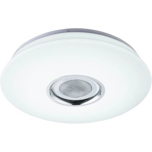 Weiße LED-Deckenleuchte Nicole mit Sternenhimmel-Effekt und integriertem Lautsprecher.
