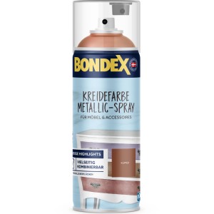 Bondex Kreidefarbe Metallic-Spray Kupfer, 400ml Dose. Für Möbel und Accessoires.