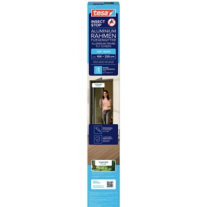 tesa® Insect Stop Fliegengitter Tür mit Alurahmen in Anthrazit, Insektenschutz für Türen.